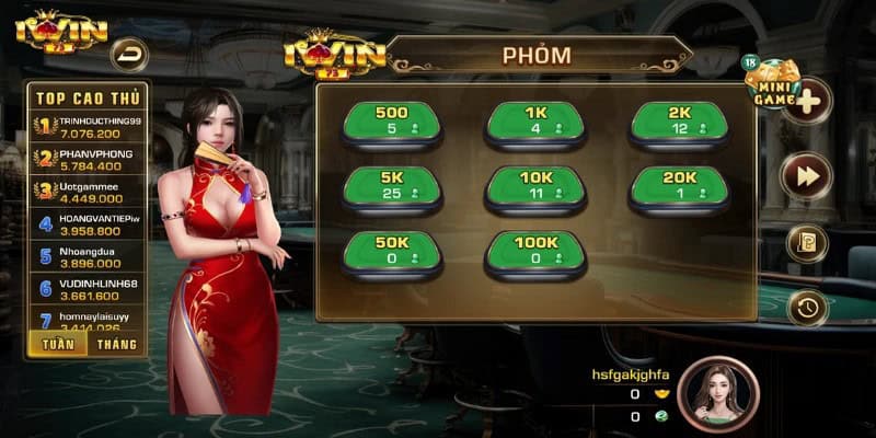 Chơi bài phỏm đầy thú vị tại Iwin