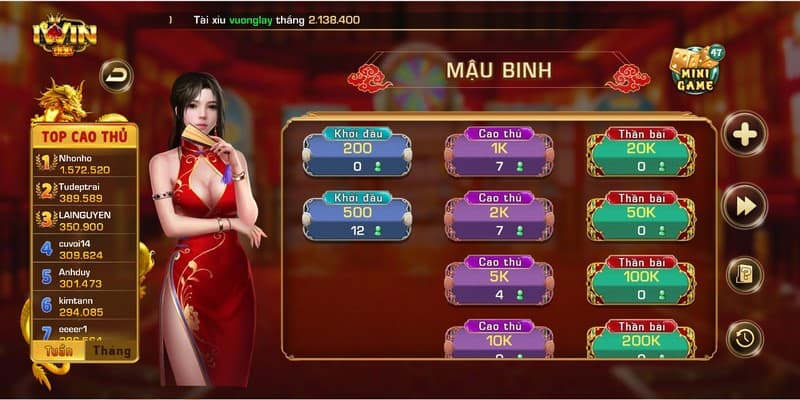 Top 5 game bài đổi thưởng ăn tiền khủng tại cổng game Iwin Club